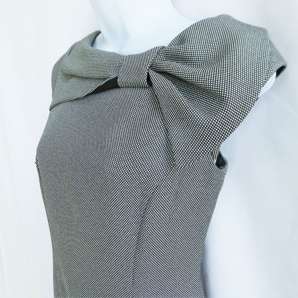 Tahari Arthur S Levine Micro Dot Sheath Dress Bow Neckline Princess Seams Line 4 - Picture 3 of 8